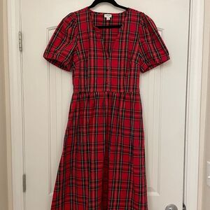 J Crew Red Plaid Tartan Dress, Size 12